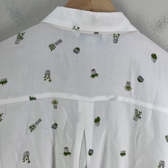 Old Navy Womens Plus XXL Classic Button Up Shirt Succulent Plant Print Top - Picture 10 of 11